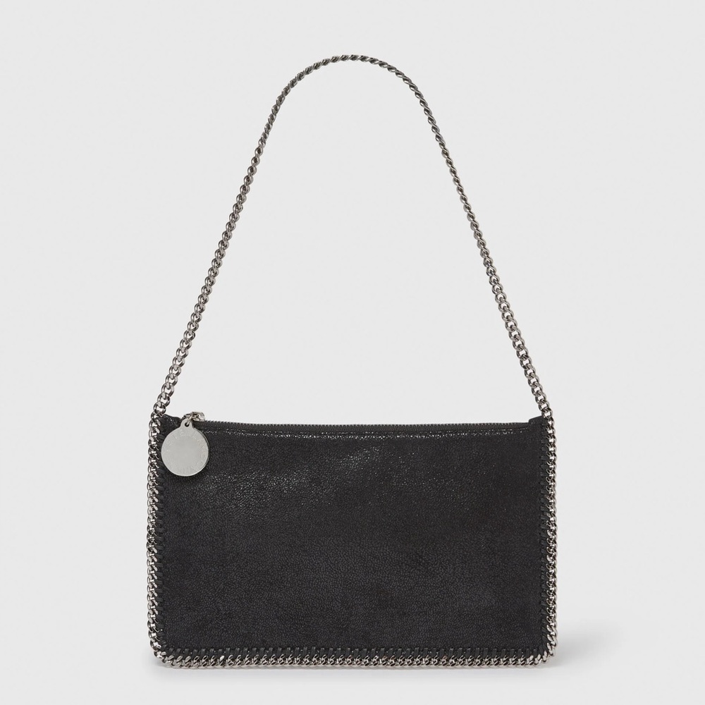 Authentic Stella McCartney Chain Edge Vegan Leather Crossbody Bag Black